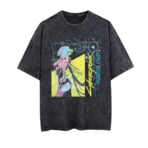 Y2K Cyberpunk Edgerunners Washed Cotton TShirt Vintage Harajuku Style Tee Hip Hop Streetwear Summer Men Women Oversize Top