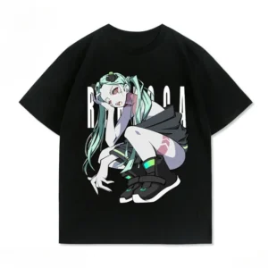 Cyberpunk Edgerunners Rebecca Print Summer Men's High-quality 100% Cotton Round-neck T-shirt Casual and Fashionable