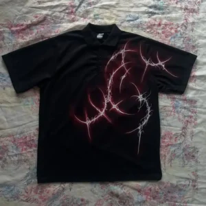 Edgy Gothic T-Shirt Men Women Minimalist Graffiti Print Short Sleeve Unisex Oversized Punk Streetwear Dark Aesthetic Casual Tee