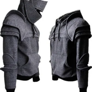 Casual Sweatshirt Autumn Knight Cavalier Cowl Neck Hoodie Armor Pullover Halloween Costume Streetwear Coat Drawstring For Men