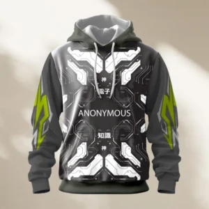 Anonymous The knowledge of God Cyberpunk Card Print Men's Pullover Hooded Hoodie Soft Comforted Windproof Long Sleeve Sweatshirt