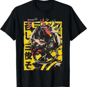2025 Japanese Streetwear Cyberpunk Techwear Retro Manga Anime T-shirt Printed Street Fashion Men's and Women's Short Sleeves