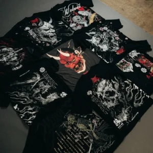 Harajuku Gothic Samurai Streetwear T-Shirt Japanese Anime Cyberpunk Unisex Fashion Tee Top Dark Kawaii Oversized Tshirt Unise