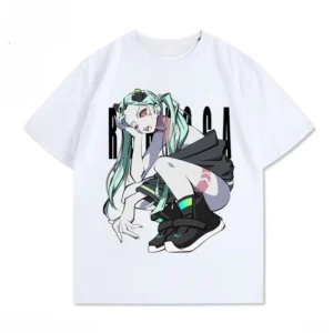 Cyberpunk Edgerunners Rebecca Print Summer Men's Women's High-quality Cotton Round-neck T-shirt Casual and Oversize Clothing Top