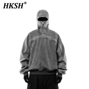 HKSH Autumn Winter New Men's Tide Punk Spliced Techwear Style Sweatshirt Women's Dark Patchwork Deconstructed Hoodie Coat HK3525