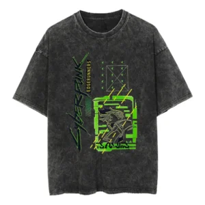 2077 Game Cyber Punk LUCY T Shirt Cotton Washed Vintage T-shirt Y2k Harajuku Street Casual Short Sleeve Tees