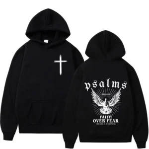 Christian Jesus Faith Over Fear Bible Verse Hoodies Men Fabric Street Fashion Hoodie Casual Street Sweatshirt Cyberpunk Style