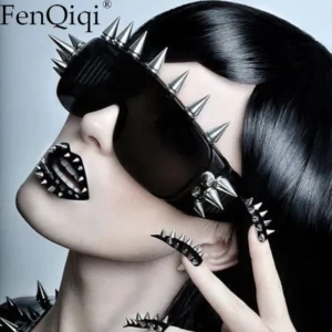 Steampunk Rivet Cyber Spike Decor Goggles Wild Rock Sun Glasses Women Men Metal Punk Conjoined Sunglasses Trendy Cool Eyeglasses