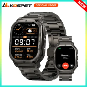 KOSPET TANK M3 Rugged Smart Watch For Men 480mAh 60Days Battery Military Grade AMOLED AOD Bluetooth Call IP69K 5ATM Waterproof