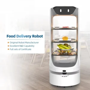 Professional Design Artificial Intelligence Meal Food Waiter Server Robot Delivery Food Restaurant Hotel Coffee Shop
