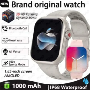 2025 New AI voice Smart Watch Men Women 1.85 inch 1000mAh IP68 Bluetooth Call Blood Pressure Heart Rate 100+ Sports Smart Watch