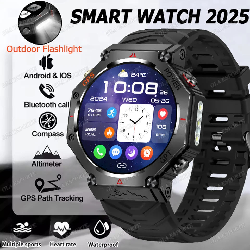 2025New ChatGPT AI assistant Smart Watch 5ATM Waterproof GPS Built-in Dual-band GNSS Compass Military Sport Smartwatch Men Woman