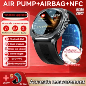 2025 New AI Diagnosis Air Pump Airbag Accurate Blood Pressuere Smart Watch Men Women ECG Uric Acid Lipids Smartwatch For Android