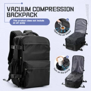 Men Vacuum Compression Backpack 15.6in Laptop Backpack Expand Hiking Vacuum Travel Backpack, Ryanair Backpack 40x20x25 Cabin Bag