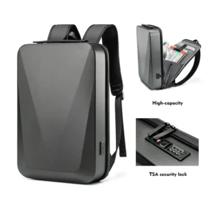 Men's 16.1 inch Laptop Backpack Waterproof TSA Anti-theft Hard Shell Bag Luxury Business Backpack Stylish Gaming Pack USB Charge