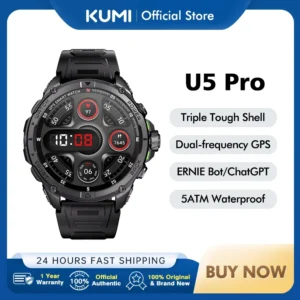 KUMI U5 Pro 1.43″ AMOLED Screen GPS Smart Watch Bluetooth Call Heart Rate Measurement Oximetry Outdoor 100+ Sport SOS Men Women