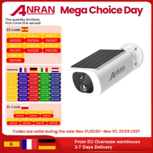 ANRAN 2K Solar Security Camera 3MP Outdoor Wireless 2.4G WIFI Camera Battery Camera Floodlight Color Night Vision Can't Add NVR