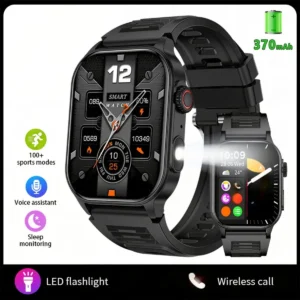KM02 Sports Smart Watch With Light Flashlight BT Calls AI Voice Assistant IP68 Waterproof Alarm Clock Stopwatch Healty Mointor