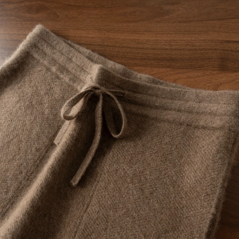 Choice 2024 Autumn Winter Men's 100% Cashmere Pants Thick Soft Smart Casual Pants Elasticated Waist Cashmere Knitted Trousers - Image 3