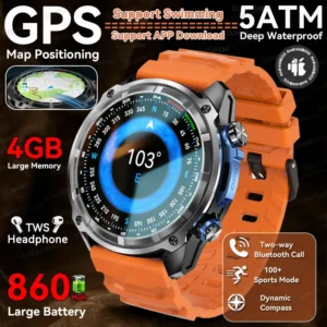 2025GPS Smart Watch Outdoor Sports Swim Watches Corning Gorilla Glass 4GB Memory 5ATM Waterproof Sport Smartwatch 860MAH Battery