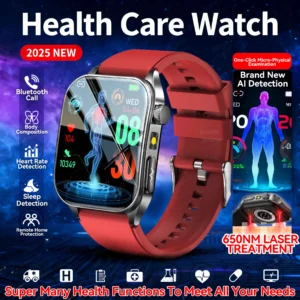 2025 New Laser therapy Health-Care Grade Uric Acid Blood Lipid ECG+PPG Smart Watch Men Women Heart Rate Bluetooth Call Bracelet