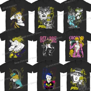 Streetwear Jojo Bizarre Adventure T-shirts for Men Anime Manga Fashion Casual Tops Anime JOJO Men's Street Cool T-Shirt Tops