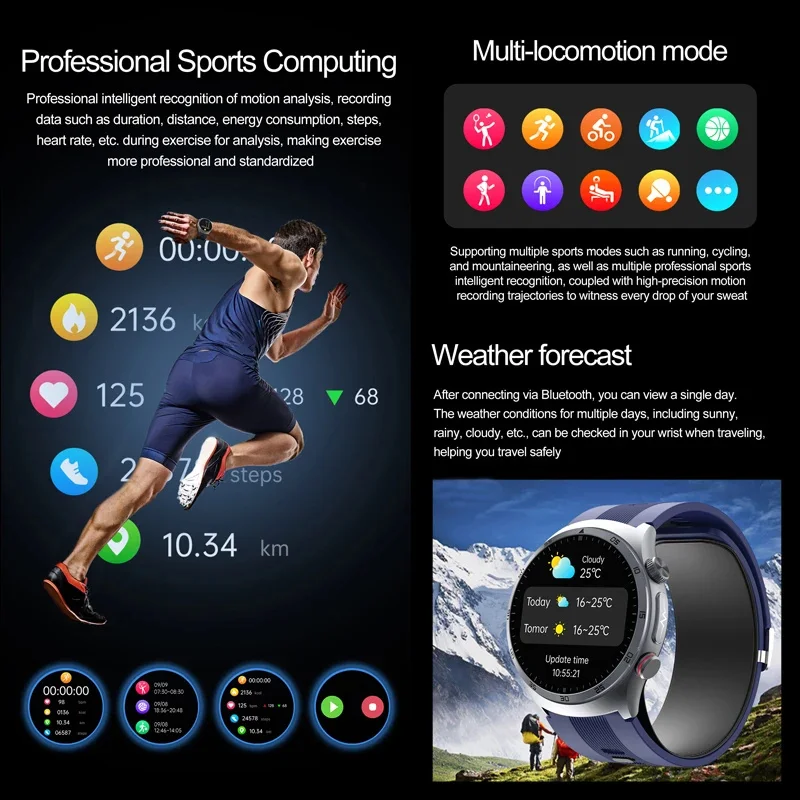 Sapphire Glass AMOLED Blood Pressure Smart Watches ECG Blood Oxygen Blood Pressure Air Pump Sport Health Tracking Smartwatch NFC - Image 6