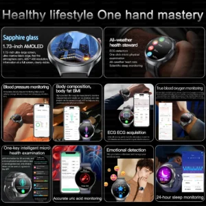 2025 NEW AI Diagnosis Health trackr Smart Watch Men ECG+HRV Uric acid Blood lipids Body Analysis Bluetooth Call Smartwatchs NFC
