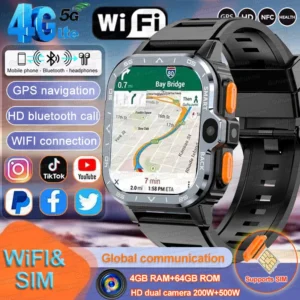 2025New WiFi 5G SIM Card Smart Watch GPS Navigation HD Dual Camera 64/16GB Memory WiFi Waterproof NFC Google Play Smart Bracelet