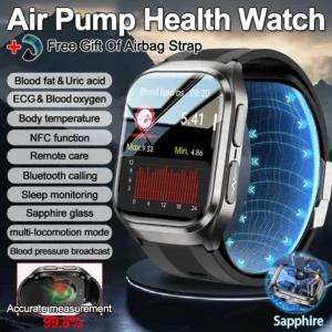 NEW Air Pump Health AI Diagosis Smart Watch ECG Accurate blood pressure measurement Lipid Uric Acid NFC Air Bag Smart Watch Man