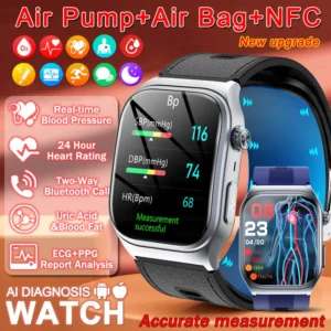 2025New Luxury High-End Air Pump Airbag Blood Pressure Smart Watch Men Lipid ECG Heart Rate Health Measurement Smartwatch NFC
