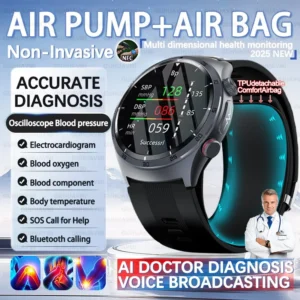 2025 New Sapphire Glass Air Pump Airbag Blood BP Smart Watch Men AI Diagosis ECG+PPG Uric Acid Health Sports HD Call Smart watch