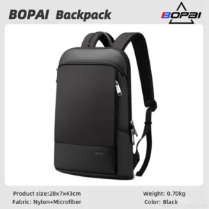 BOPAI Men/Women Backpack Fashion Multifunction USB Charging Ultrathin Light 14 Inch Laptop Travel Backpack Anti-theft Bag Unisex