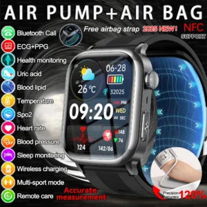 2025 HOT New Air Pump Airbag Precise Blood Pressure SmartWatch Men ECG+PPG Uric acid Health Sports Tracker NFC Smart watch Women