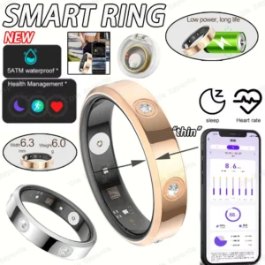 2025 Smart Ring Women Men Super narrow 6.3mm Heart Rate Health Stress measurement Monitor IP68 Waterproof Fashion Sports Rings