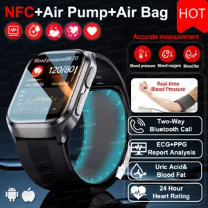 2025New Heart Health Analysi NFC Air Pump+Air Bag Smart Watch Men Accurate Blood Pressure Uric Acid ECG Call Smart Bracelet lady
