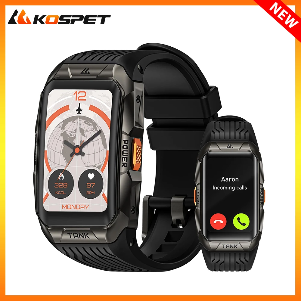 2025 KOSPET TANK X2 Military Smart Watch Men 3D Curved Screen IP69K 5ATM Waterproof 1.64'' AMOLED AI Assistant Bluetooth Call