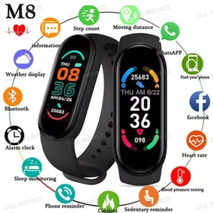 M8 Smart Band Watch Men Women Silicone Heart Rate Smart Band Varied Dial Fitness Tracker Blood Pressure Sport Bracelet Pk M7 M6
