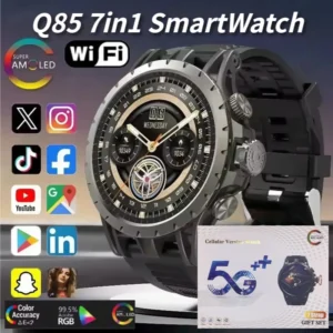Q85 5G 7-in1 Netcom Smart Watch Rotating Camera GPS WIFI 4GB ROM 128GB ROM Amoled Android 9.0 Sim Card Smartwatch Men